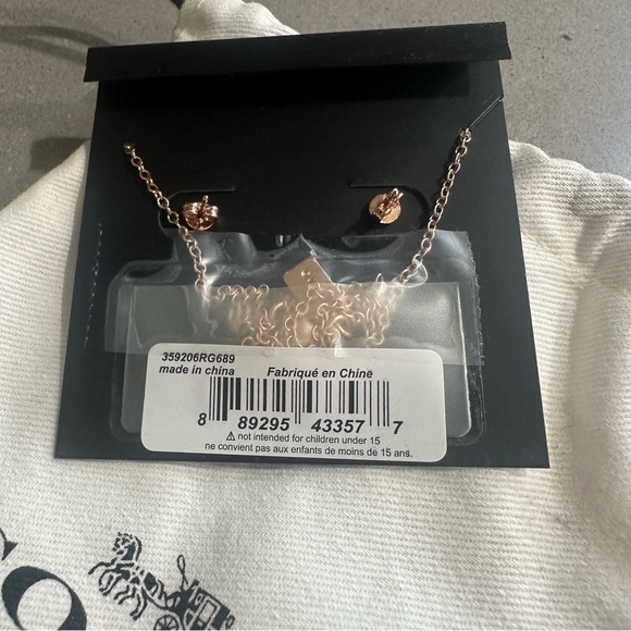 Coach Open Circle Necklace + Tea Rose Stud Set - Picture 7 of 8